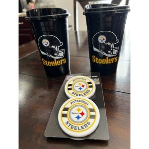 NWT Pittsburgh Steelers NFL Magnetic Bag Clips 2 Piece Set Coffee travel mug